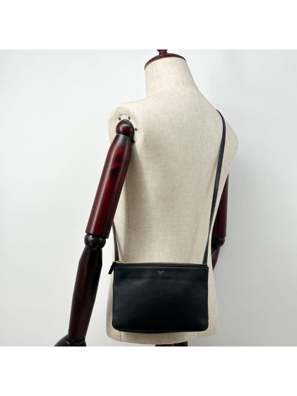 Celine Trio Small Shoulder Bag Pouch Leather Phoebe Philo Era - Picture 4 of 15